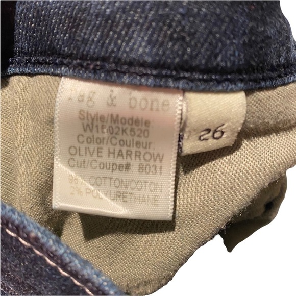Rag & Bone Olive Harrow Dark Indigo Blue Skinny Jeans Size 26 - Picture 7 of 8